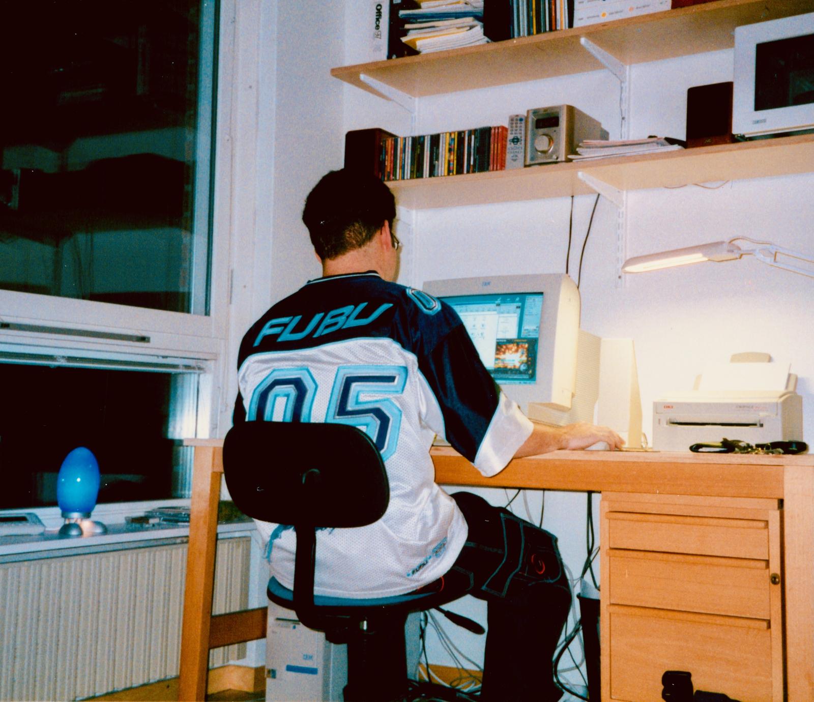 90’s me sitting in front of a CRT screen in my student room, wearing a Fubu jersey and Fubu jeans.
