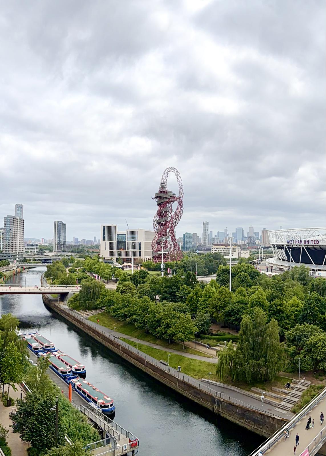 Skyline with the Orbit and the Olympic Stadium