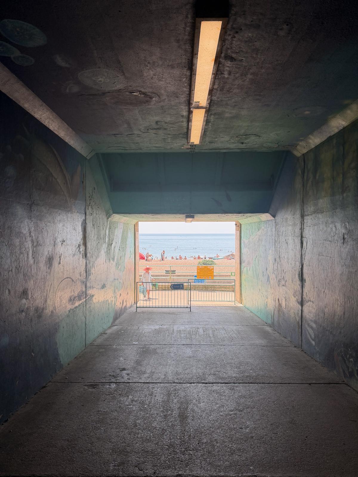 Pedestrian tunnel facing the beach