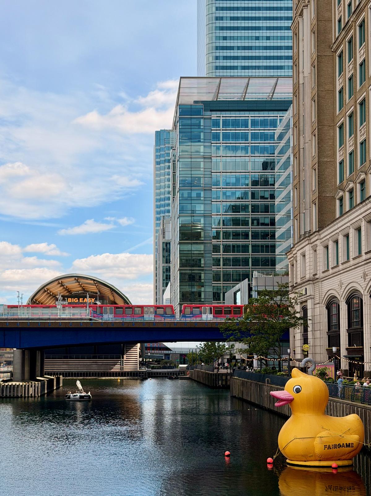 Big yellow duck on the water