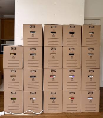 Stacked moving boxes