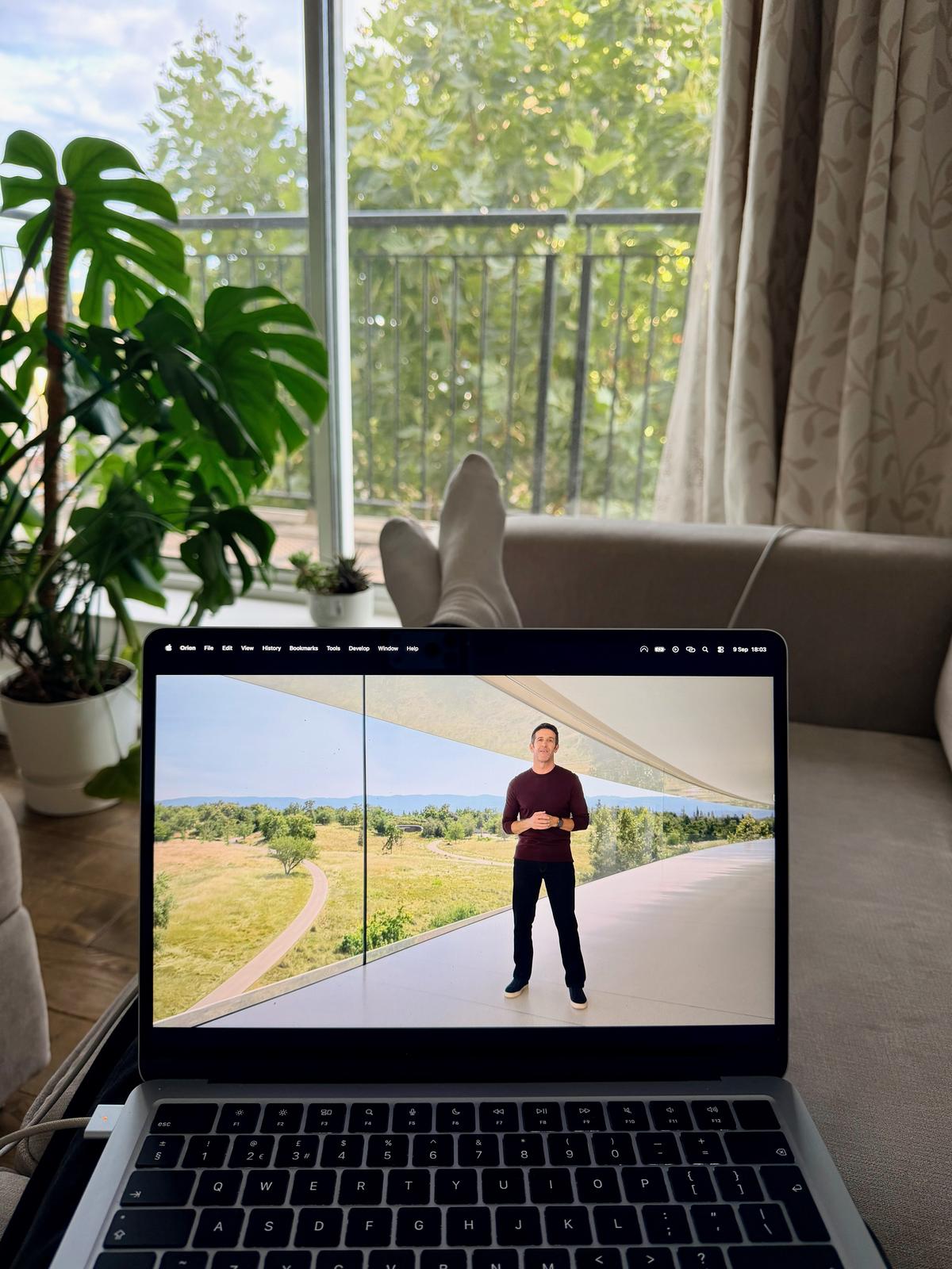 Watching the Apple event on my MacBook