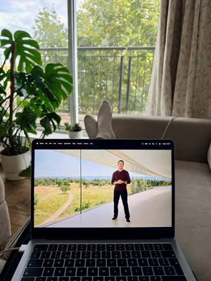 Watching the Apple event on my MacBook