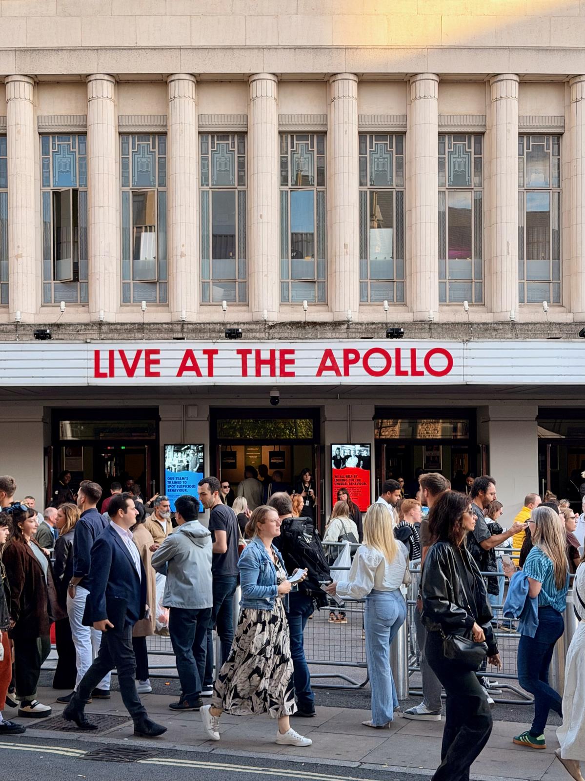 “Live at the Apollo” sign outside the Hammersmith Apollo